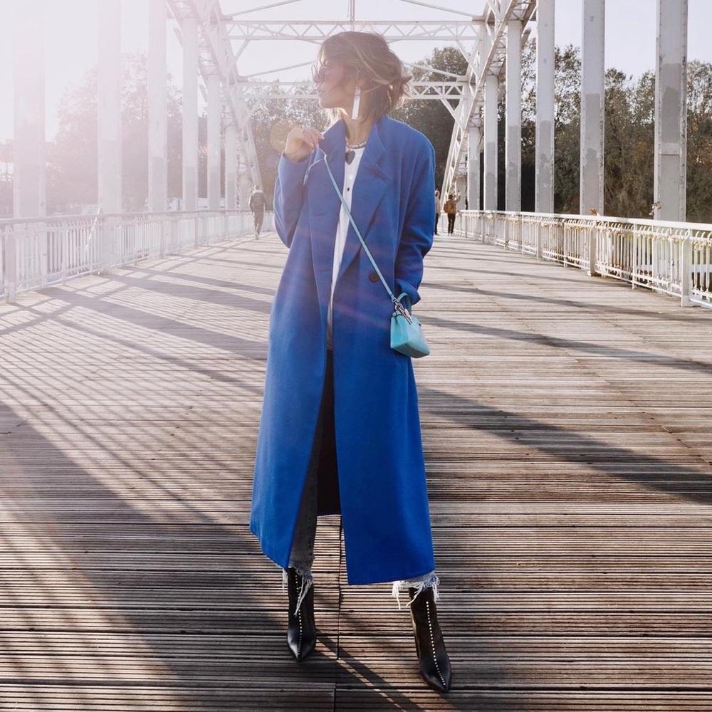 Cobalt Royal Blue Wool Cashmere Maxi Coat MODETROTTER